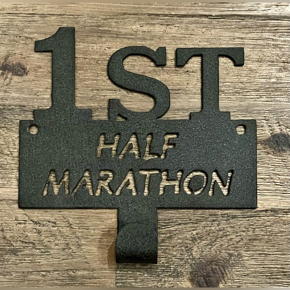 Race Medal Display - Black, “First 1/2 Marathon.